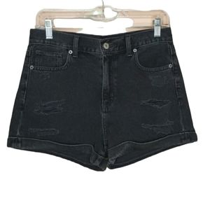 American Eagle Black Distressed Mom Shorts